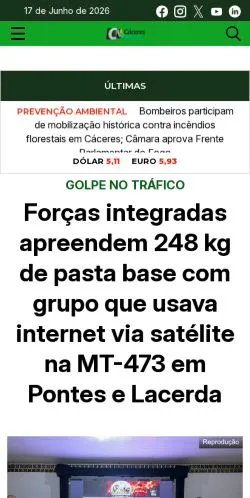 Podgląd witryny Caceres Noticias, medium z kraju Brazylia do artykułów sponsorowanych