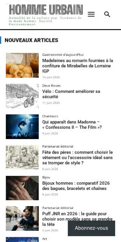 Anteprima del sito L'Homme Urbain, media di Francia per articoli sponsorizzati