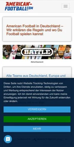 Vista previa del sitio American Football in Deutschland, medio de Alemania para artículos patrocinados