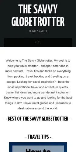 스폰서 기사용 미국 매체 The Savvy Globetrotter 사이트 미리보기