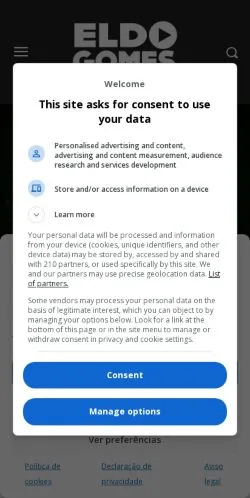 Podgląd witryny Portal Eldo Gomes, medium z kraju Brazylia do artykułów sponsorowanych