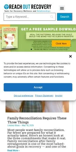 Anteprima del sito Reachout Recovery, media di Stati Uniti per articoli sponsorizzati