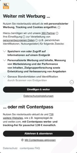 Podgląd witryny Niederlausitz Aktuell, medium z kraju Niemcy do artykułów sponsorowanych