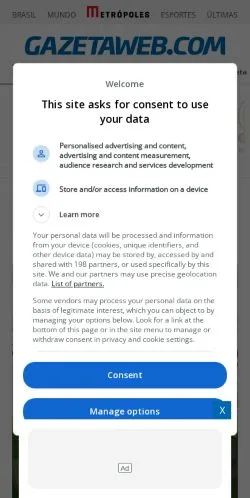 Anteprima del sito GazetaWeb, media di Brasile per articoli sponsorizzati