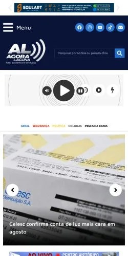 スポンサード記事向けのブラジルメディア、Agora Lagunaのサイトプレビュー