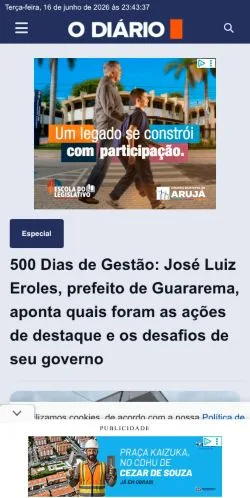 Anteprima del sito O Diário de Mogi, media di Brasile per articoli sponsorizzati