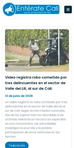 Vorschau der Website Entérate Cali, Medium aus Spanien für gesponserte Artikel