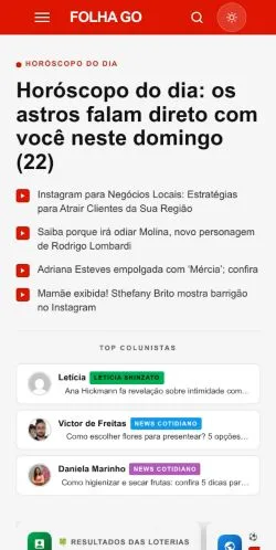 Podgląd witryny Folha GO, medium z kraju Brazylia do artykułów sponsorowanych