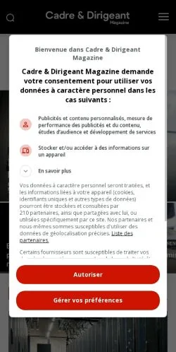 Anteprima del sito Cadre & Dirigeant Magazine, media di Francia per articoli sponsorizzati