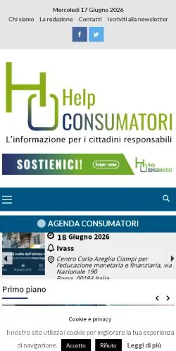 Aperçu du site Help Consumatori, média de Italie pour articles sponsorisés