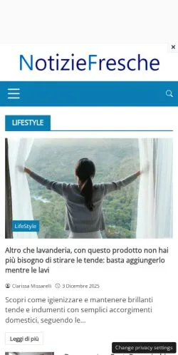Anteprima del sito Notizie Fresche, media di Italia per articoli sponsorizzati