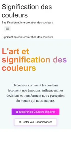 Vista previa del sitio Signification Des Couleurs, medio de Estados Unidos para artículos patrocinados