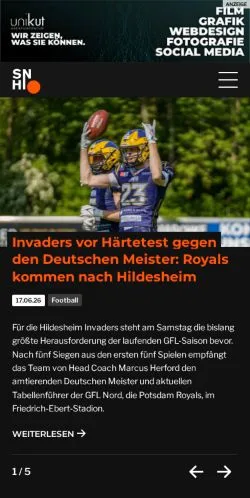Anteprima del sito Sportnews Hildesheim, media di Germania per articoli sponsorizzati