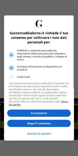 스폰서 기사용 이탈리아 매체 Gazzetta di Salerno 사이트 미리보기