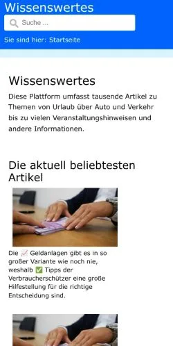 스폰서 기사용 오스트리아 매체 Wissenswertes 사이트 미리보기
