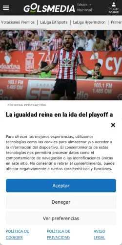 Anteprima del sito Golsmedia, media di Spagna per articoli sponsorizzati