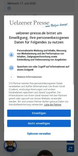 Anteprima del sito Uelzener Presse, media di Germania per articoli sponsorizzati