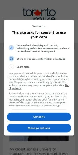 Aperçu du site Toronto Mike, média de États-Unis pour articles sponsorisés