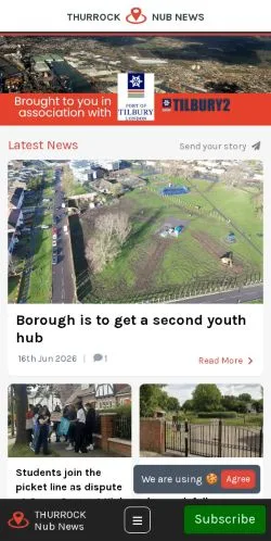 Pré-visualização do site Thurrock Nub News, meio de Reino Unido para artigos patrocinados