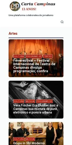 Anteprima del sito Carta Campinas, media di Brasile per articoli sponsorizzati
