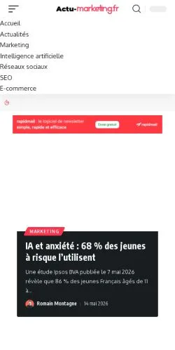 Vista previa del sitio Actu-Marketing, medio de Francia para artículos patrocinados
