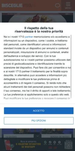 Anteprima del sito BisceglieViva, media di Italia per articoli sponsorizzati