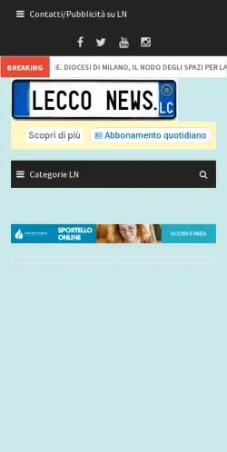 Anteprima del sito Lecco News, media di Italia per articoli sponsorizzati
