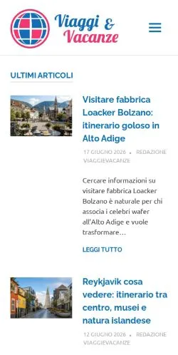 Anteprima del sito Viaggi E Vacanze, media di Italia per articoli sponsorizzati