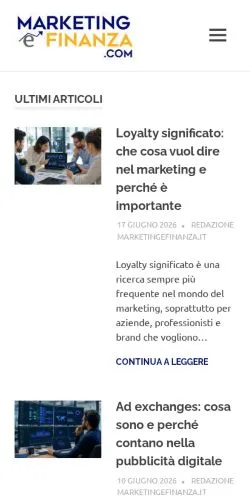 スポンサード記事向けのイタリアメディア、Marketing e Finanzaのサイトプレビュー