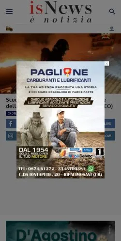 Anteprima del sito isNews, media di Italia per articoli sponsorizzati