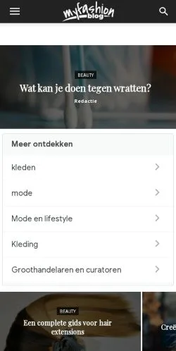 Vista previa del sitio Myfashionblog, medio de Bélgica para artículos patrocinados