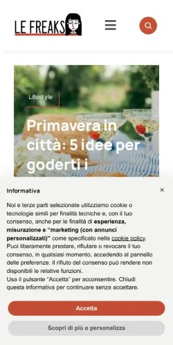Voorbeeld van de site Lefreaks, medium uit Italië voor gesponsorde artikelen