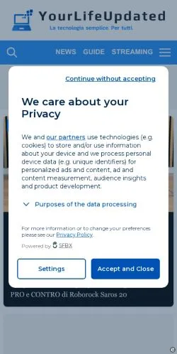 Anteprima del sito YourLifeUpdated, media di Italia per articoli sponsorizzati