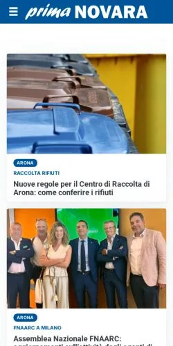 Anteprima del sito Prima Novara, media di Italia per articoli sponsorizzati