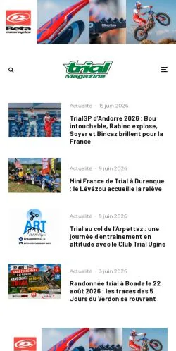 Anteprima del sito Trial Magazine, media di Francia per articoli sponsorizzati