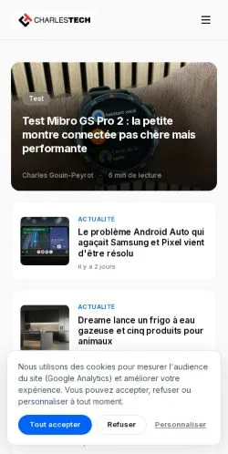 Podgląd witryny Charles Tech, medium z kraju Francja do artykułów sponsorowanych