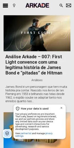 Forhåndsvisning av nettstedet Arkade, medium fra Brasil for sponsede artikler