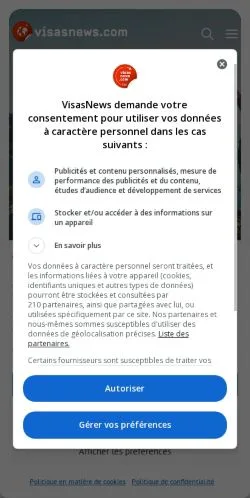 Anteprima del sito VisasNews, media di Francia per articoli sponsorizzati