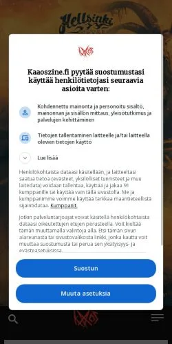 Podgląd witryny Kaaoszine, medium z kraju Finlandia do artykułów sponsorowanych