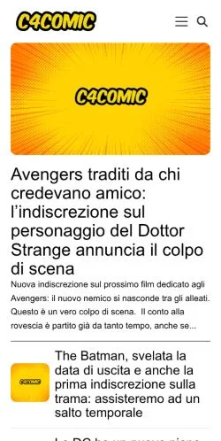 Forhåndsvisning av nettstedet C4Comic, medium fra Italia for sponsede artikler