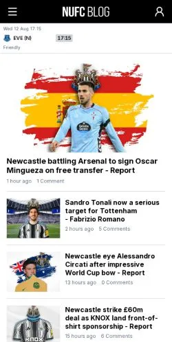 Anteprima del sito NUFC Blog, media di Regno Unito per articoli sponsorizzati