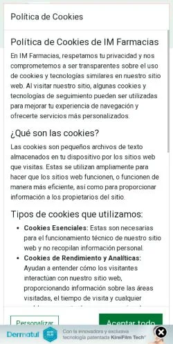 스폰서 기사용 스페인 매체 IM Farmacias 사이트 미리보기