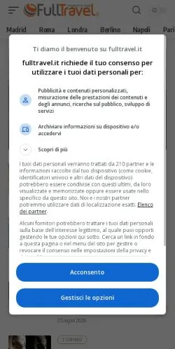 Anteprima del sito FullTravel, media di Italia per articoli sponsorizzati