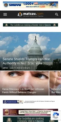Pré-visualização do site Matzav, meio de Estados Unidos para artigos patrocinados