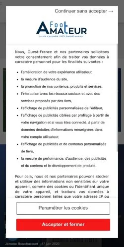 Anteprima del sito Foot Amateur, media di Francia per articoli sponsorizzati