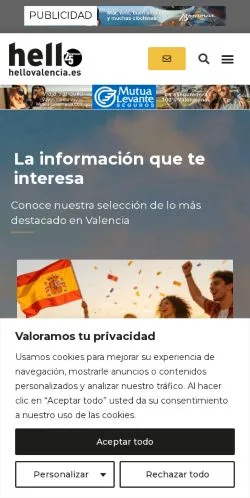 Forhåndsvisning av nettstedet Hello Valencia, medium fra Spania for sponsede artikler