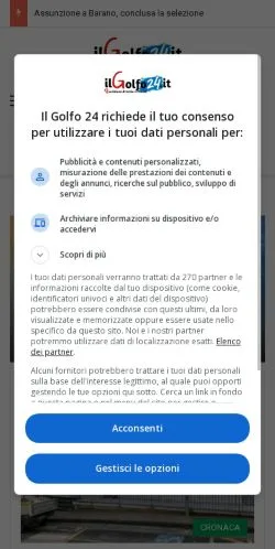 Anteprima del sito Il Golfo 24, media di Italia per articoli sponsorizzati