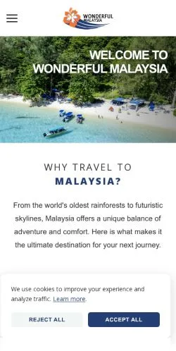 Podgląd witryny Wonderful Malaysia, medium z kraju Stany Zjednoczone do artykułów sponsorowanych