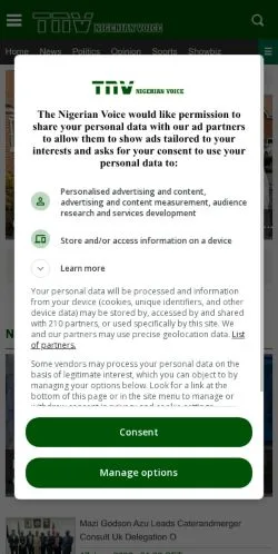 Anteprima del sito The Nigerian Voice, media di Stati Uniti per articoli sponsorizzati