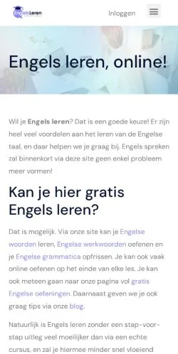 Podgląd witryny Engels Leren Online, medium z kraju Holandia do artykułów sponsorowanych